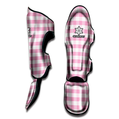 Pink And White Gingham Pattern Print Muay Thai Shin Guard