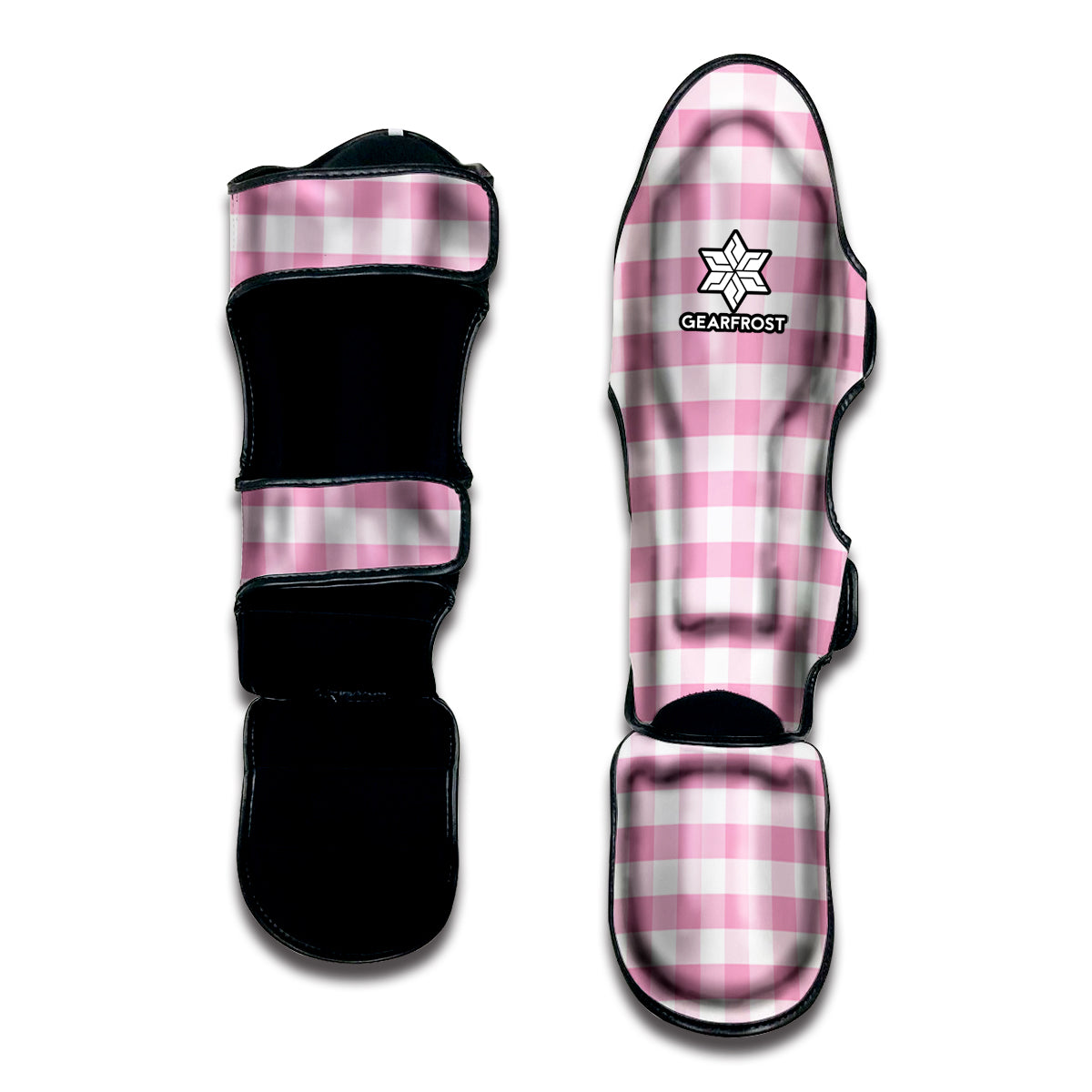Pink And White Gingham Pattern Print Muay Thai Shin Guard