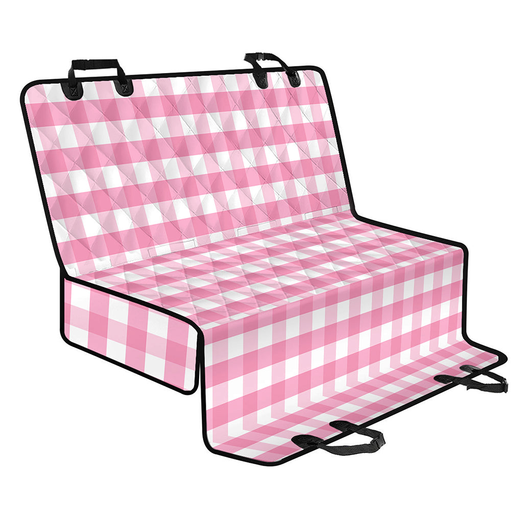 Pink And White Gingham Pattern Print Pet Car Back Seat Cover