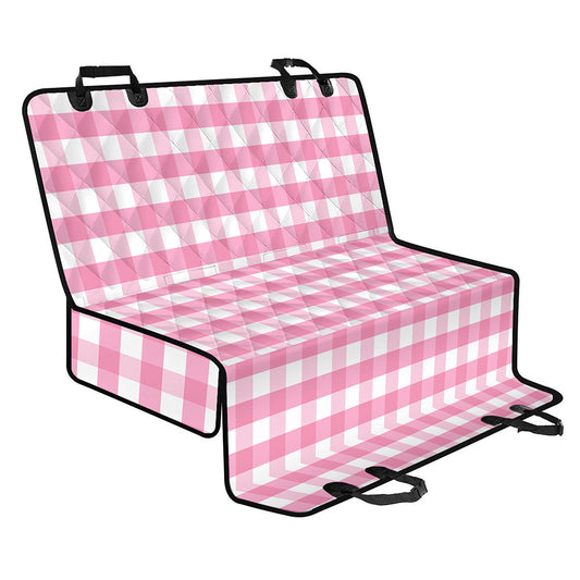 Pink And White Gingham Pattern Print Pet Car Back Seat Cover