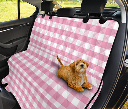 Pink And White Gingham Pattern Print Pet Car Back Seat Cover