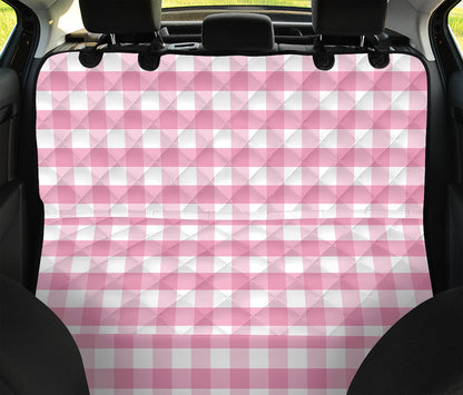 Pink And White Gingham Pattern Print Pet Car Back Seat Cover
