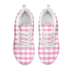 Pink And White Gingham Pattern Print White Sneakers