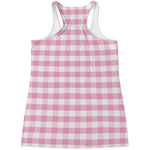 Pink And White Gingham Pattern Print Women's Racerback Tank Top