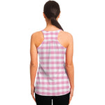 Pink And White Gingham Pattern Print Women's Racerback Tank Top