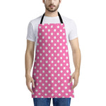 Pink And White Polka Dot Pattern Print Apron