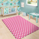 Pink And White Polka Dot Pattern Print Area Rug