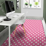 Pink And White Polka Dot Pattern Print Area Rug