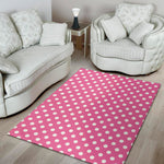 Pink And White Polka Dot Pattern Print Area Rug