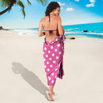 Pink And White Polka Dot Pattern Print Beach Sarong Wrap