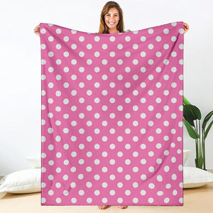 Pink And White Polka Dot Pattern Print Blanket