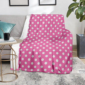 Pink And White Polka Dot Pattern Print Blanket