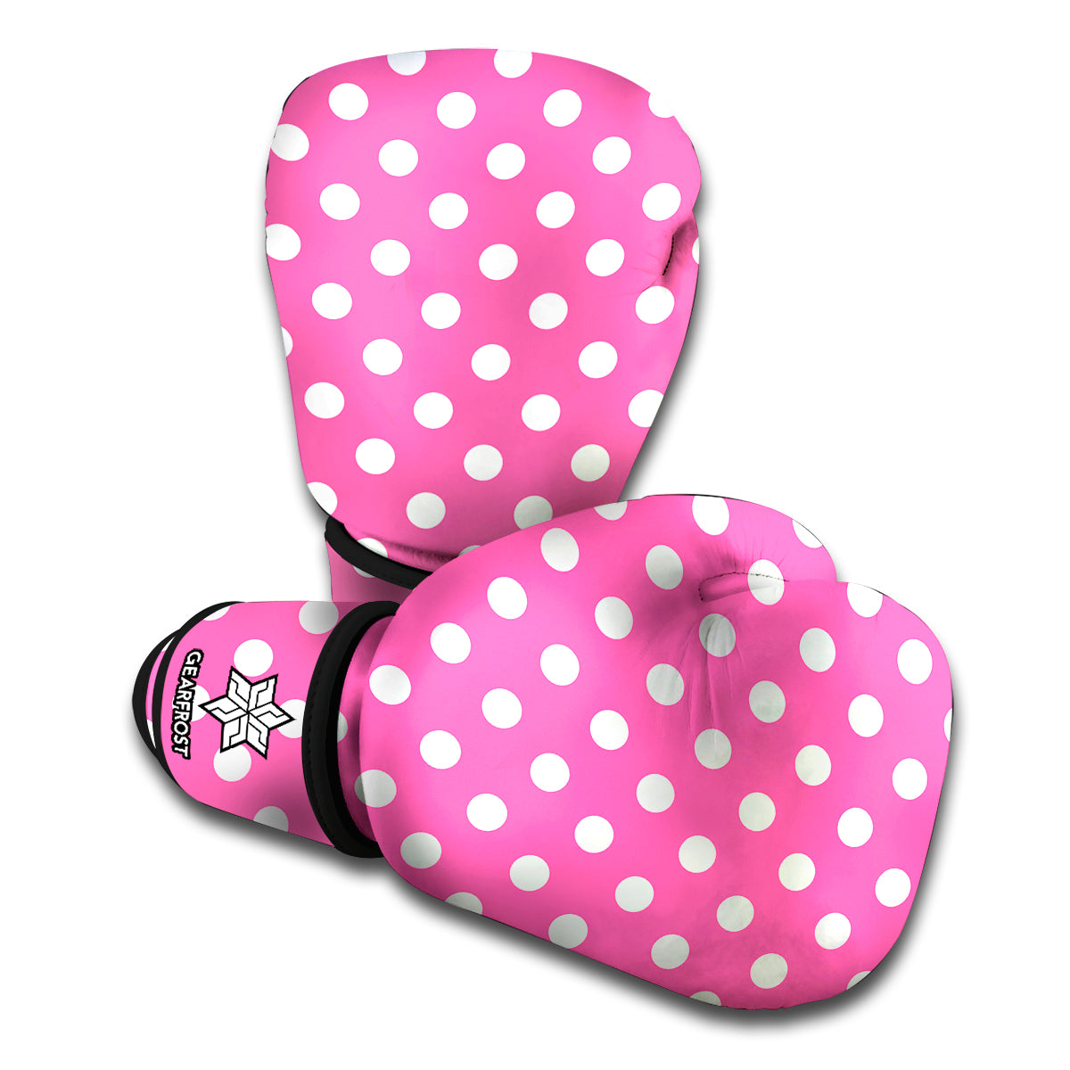 Pink And White Polka Dot Pattern Print Boxing Gloves