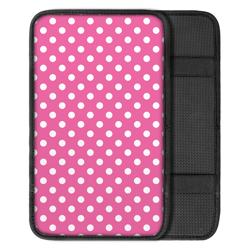 Pink And White Polka Dot Pattern Print Car Center Console Cover