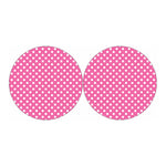 Pink And White Polka Dot Pattern Print Car Coasters