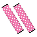 Pink And White Polka Dot Pattern Print Car Seat Belt Covers