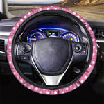 Pink And White Polka Dot Pattern Print Car Steering Wheel Cover