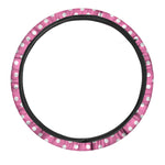 Pink And White Polka Dot Pattern Print Car Steering Wheel Cover