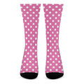 Pink And White Polka Dot Pattern Print Crew Socks