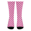 Pink And White Polka Dot Pattern Print Crew Socks