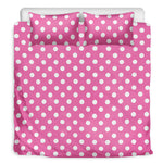 Pink And White Polka Dot Pattern Print Duvet Cover Bedding Set