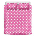 Pink And White Polka Dot Pattern Print Duvet Cover Bedding Set