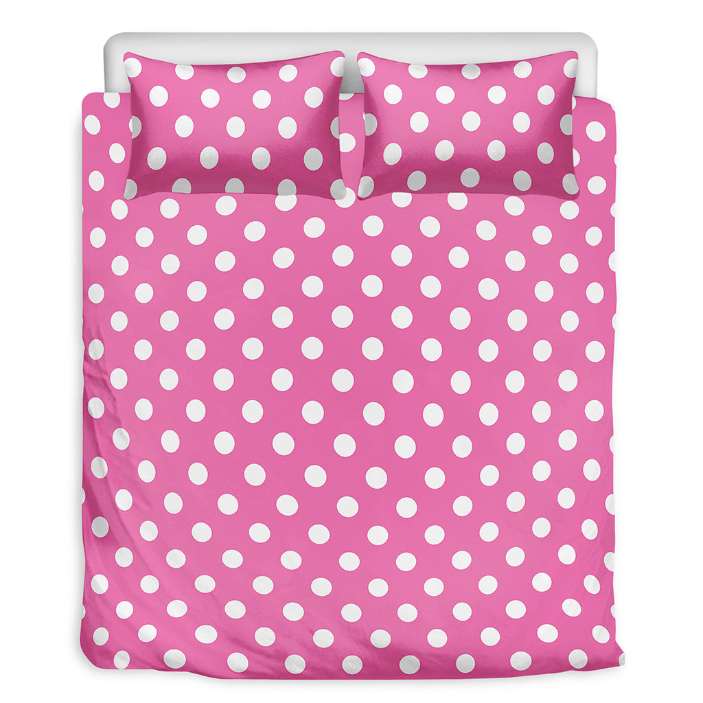 Pink And White Polka Dot Pattern Print Duvet Cover Bedding Set