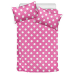 Pink And White Polka Dot Pattern Print Duvet Cover Bedding Set