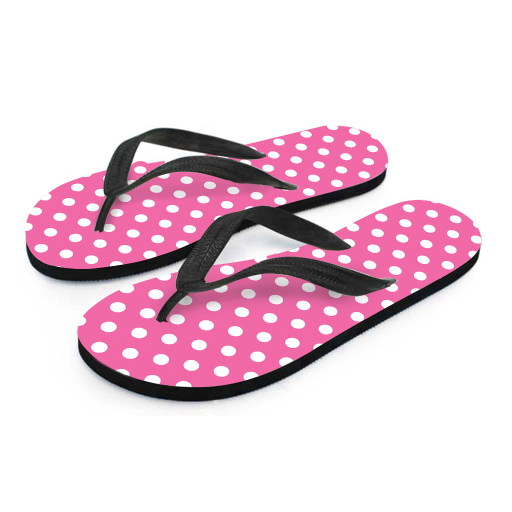 Pink And White Polka Dot Pattern Print Flip Flops