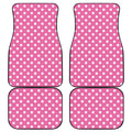 Pink And White Polka Dot Pattern Print Front and Back Car Floor Mats