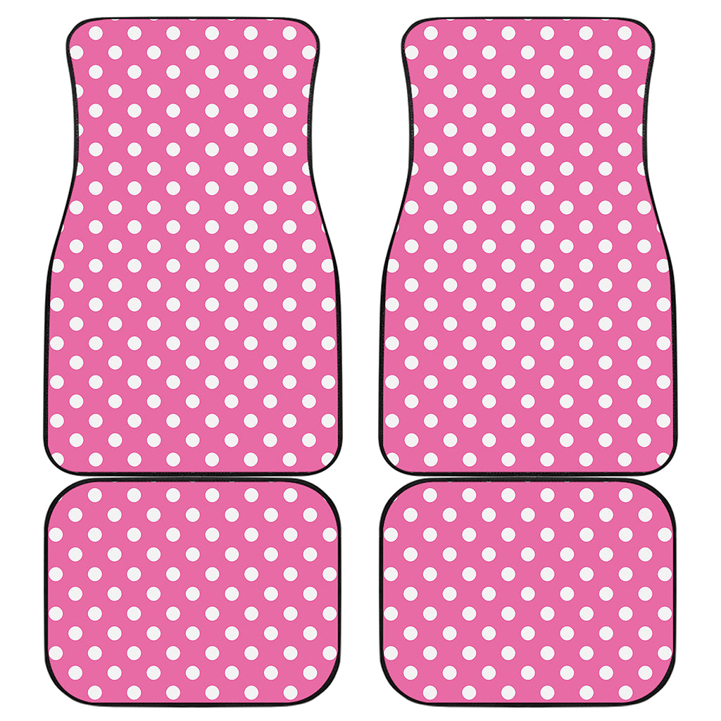 Pink And White Polka Dot Pattern Print Front and Back Car Floor Mats
