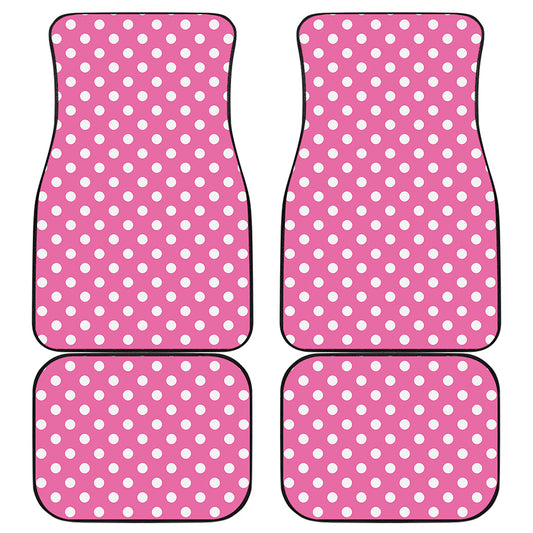 Pink And White Polka Dot Pattern Print Front and Back Car Floor Mats