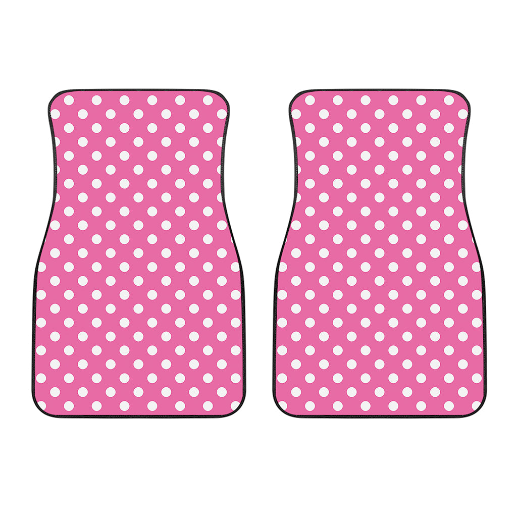 Pink And White Polka Dot Pattern Print Front Car Floor Mats