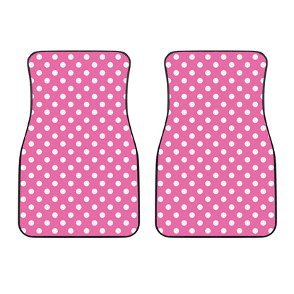 Pink And White Polka Dot Pattern Print Front Car Floor Mats