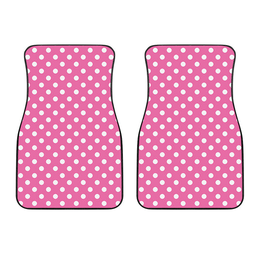 Pink And White Polka Dot Pattern Print Front Car Floor Mats