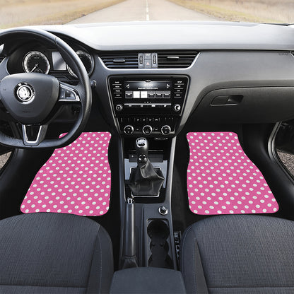 Pink And White Polka Dot Pattern Print Front Car Floor Mats