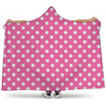Pink And White Polka Dot Pattern Print Hooded Blanket