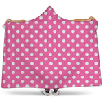 Pink And White Polka Dot Pattern Print Hooded Blanket
