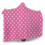 Pink And White Polka Dot Pattern Print Hooded Blanket