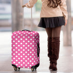 Pink And White Polka Dot Pattern Print Luggage Cover