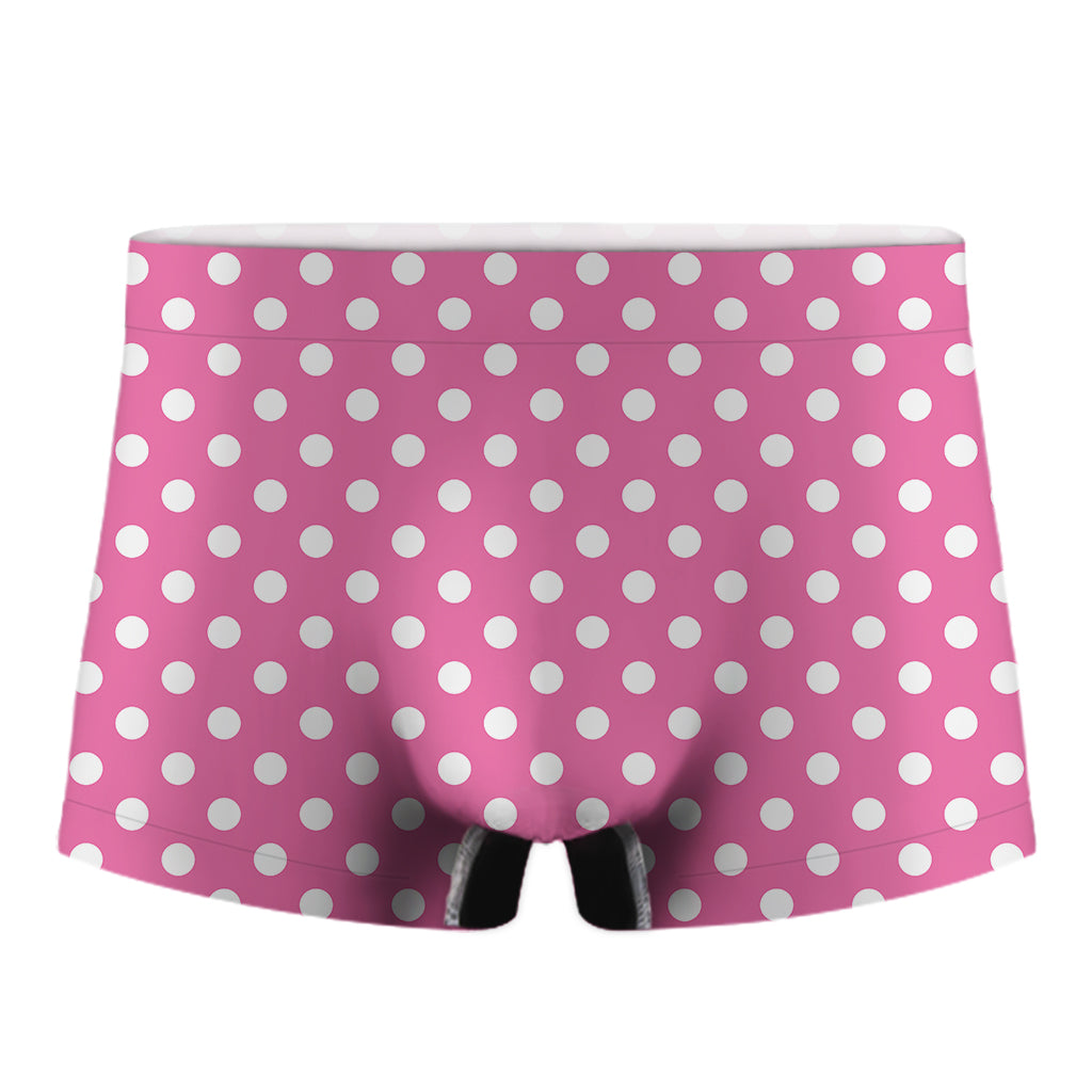 Pink And White Polka Dot Pattern Print Men's Boxer Briefs