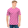 Pink And White Polka Dot Pattern Print Men's T-Shirt