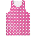 Pink And White Polka Dot Pattern Print Men's Tank Top