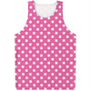 Pink And White Polka Dot Pattern Print Men's Tank Top