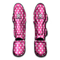 Pink And White Polka Dot Pattern Print Muay Thai Shin Guards