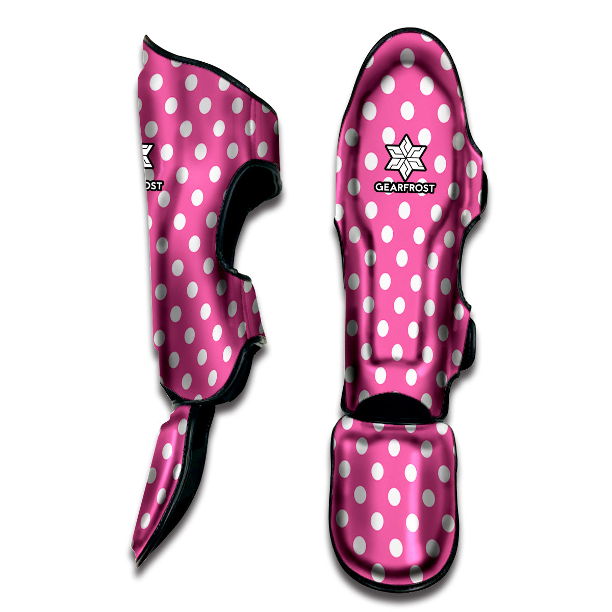 Pink And White Polka Dot Pattern Print Muay Thai Shin Guard