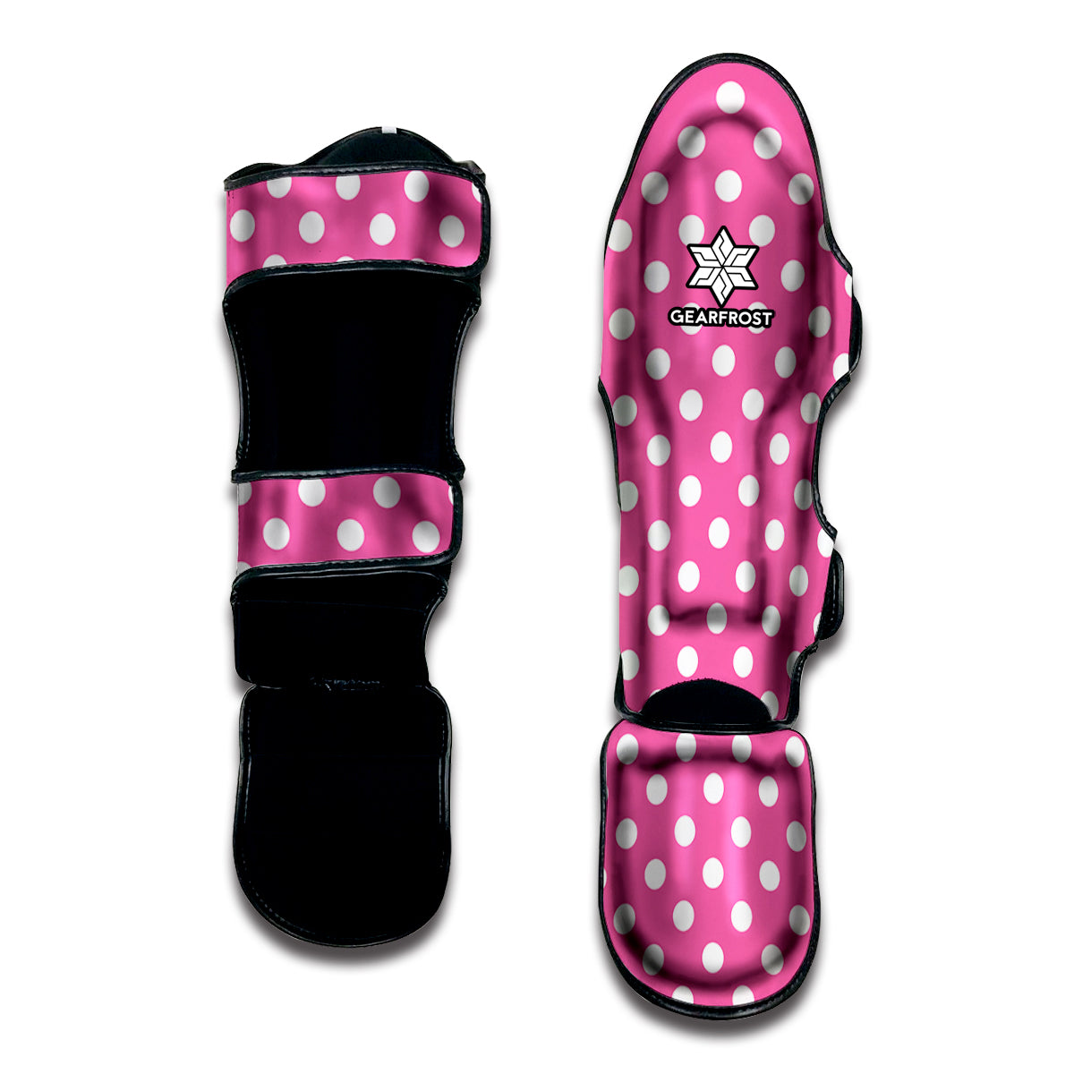Pink And White Polka Dot Pattern Print Muay Thai Shin Guard