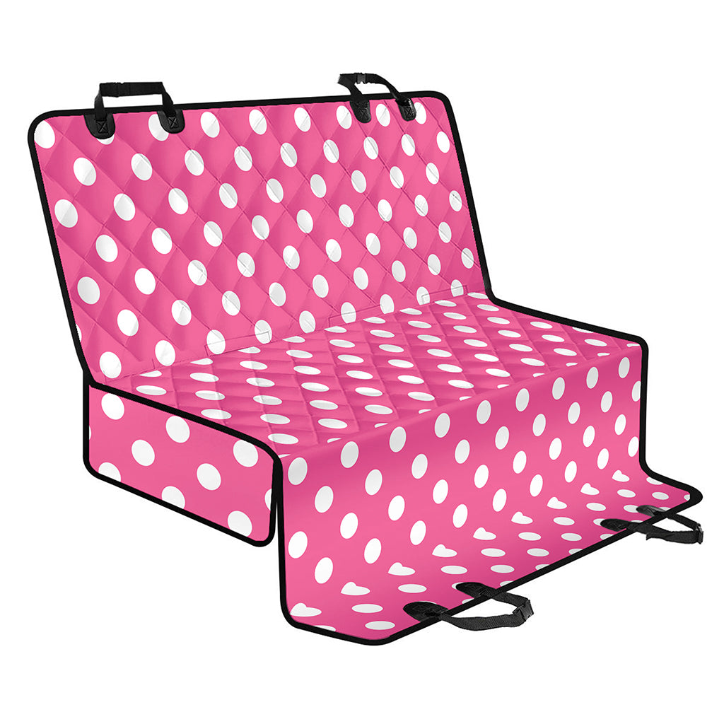 Pink And White Polka Dot Pattern Print Pet Car Back Seat Cover