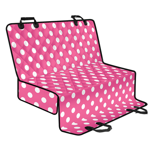 Pink And White Polka Dot Pattern Print Pet Car Back Seat Cover