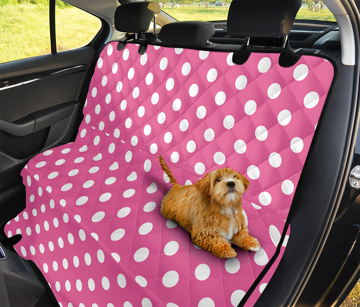 Pink And White Polka Dot Pattern Print Pet Car Back Seat Cover